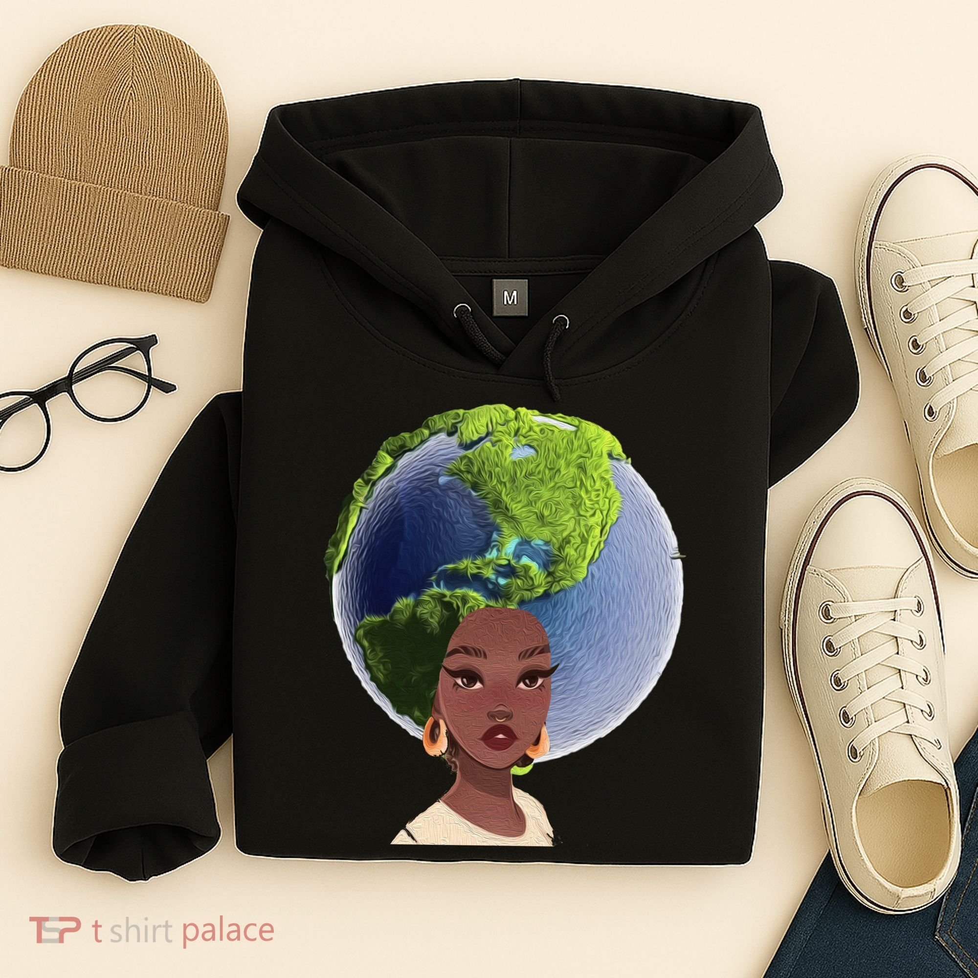 African American Afro World Earth Hoodie