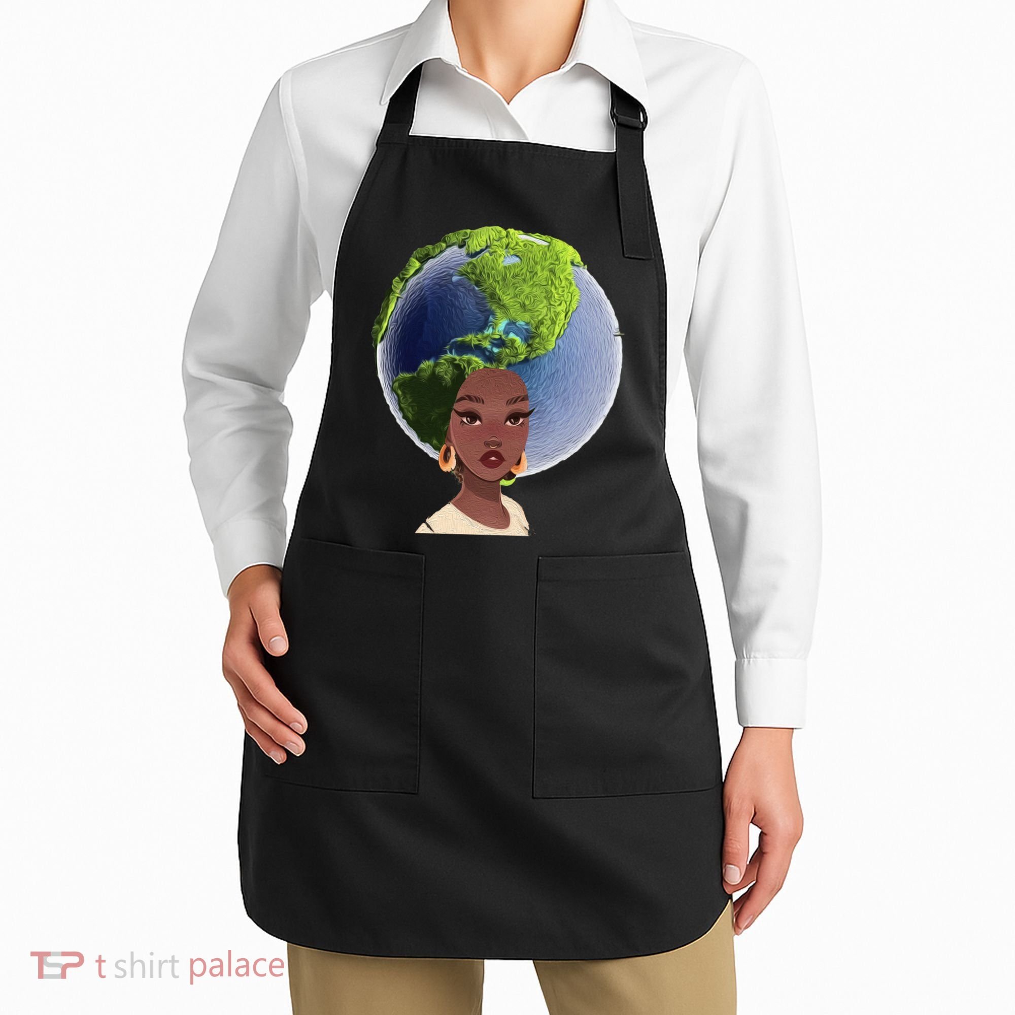 African American Afro World Earth Apron