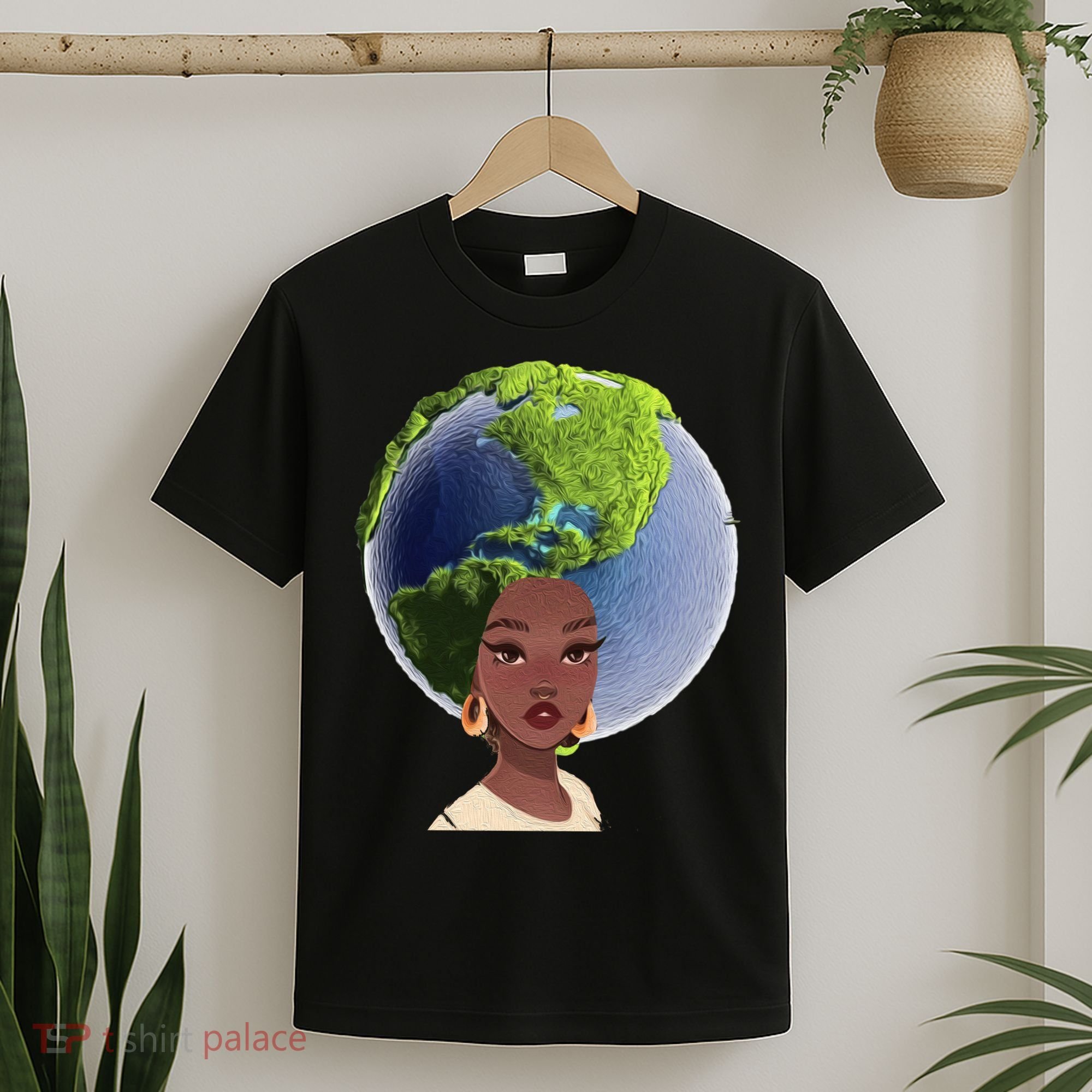African American Afro World Earth T-Shirt