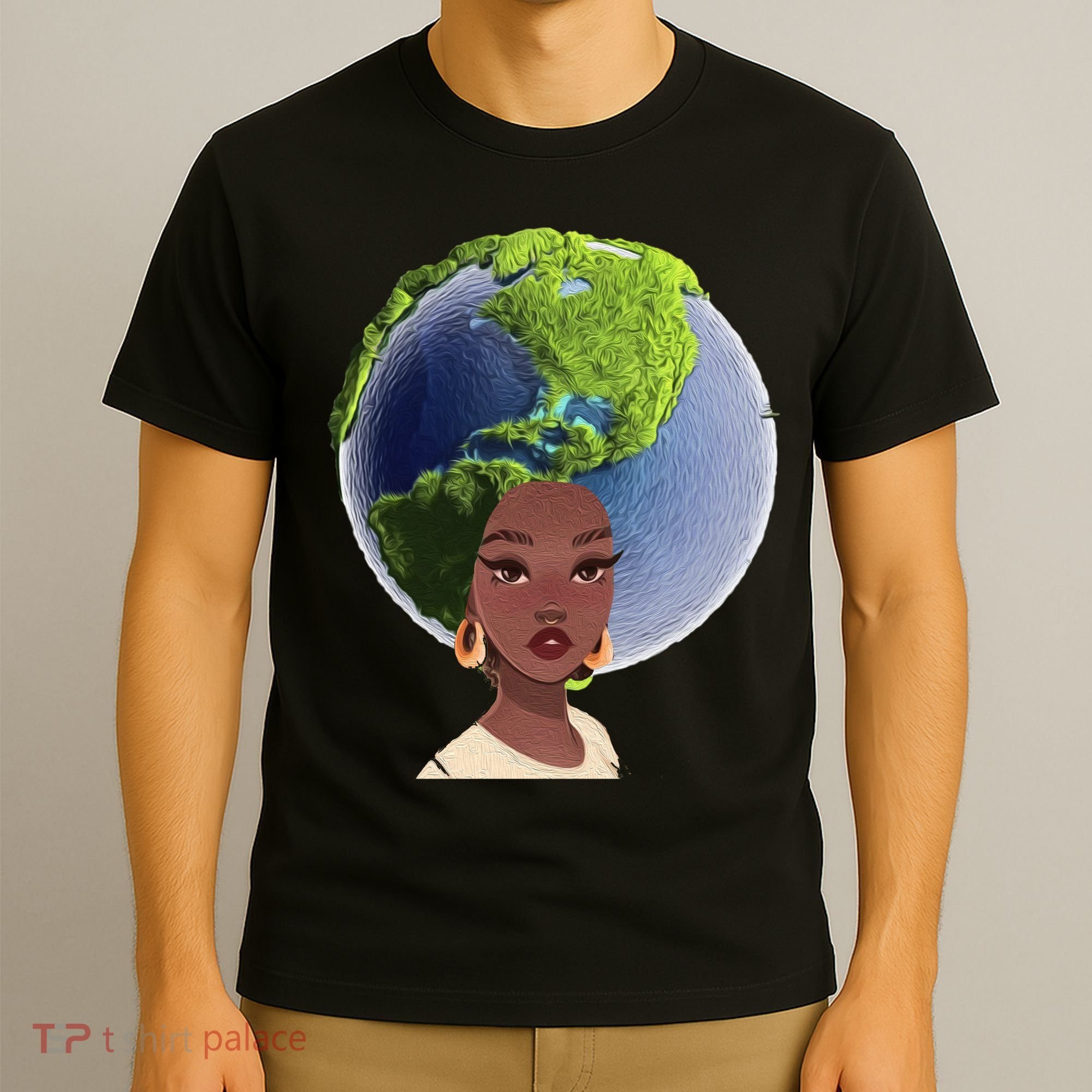 African American Afro World Earth T-Shirt