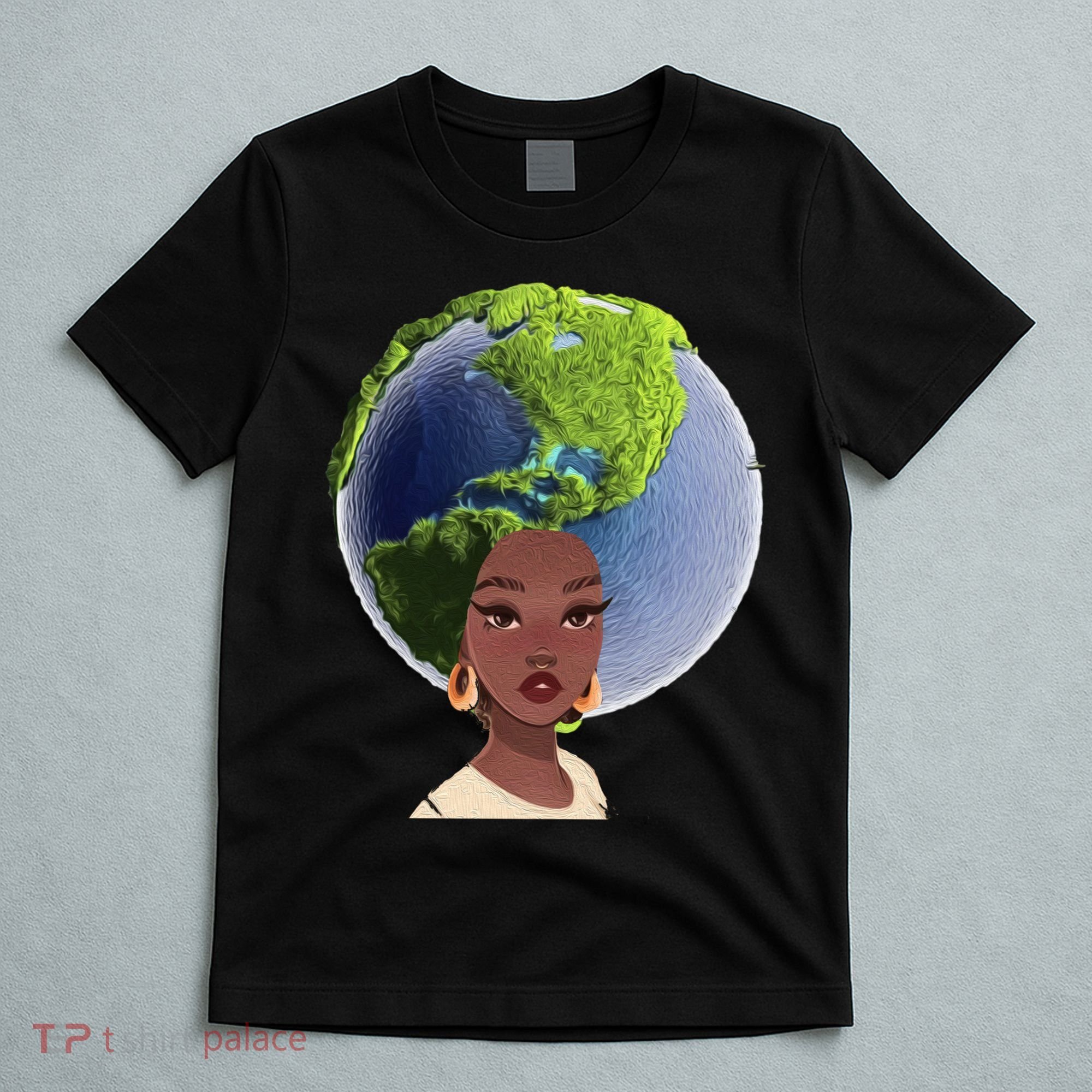 African American Afro World Earth T-Shirt