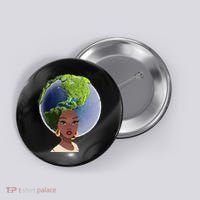 African American Afro World Earth Button thumb 0