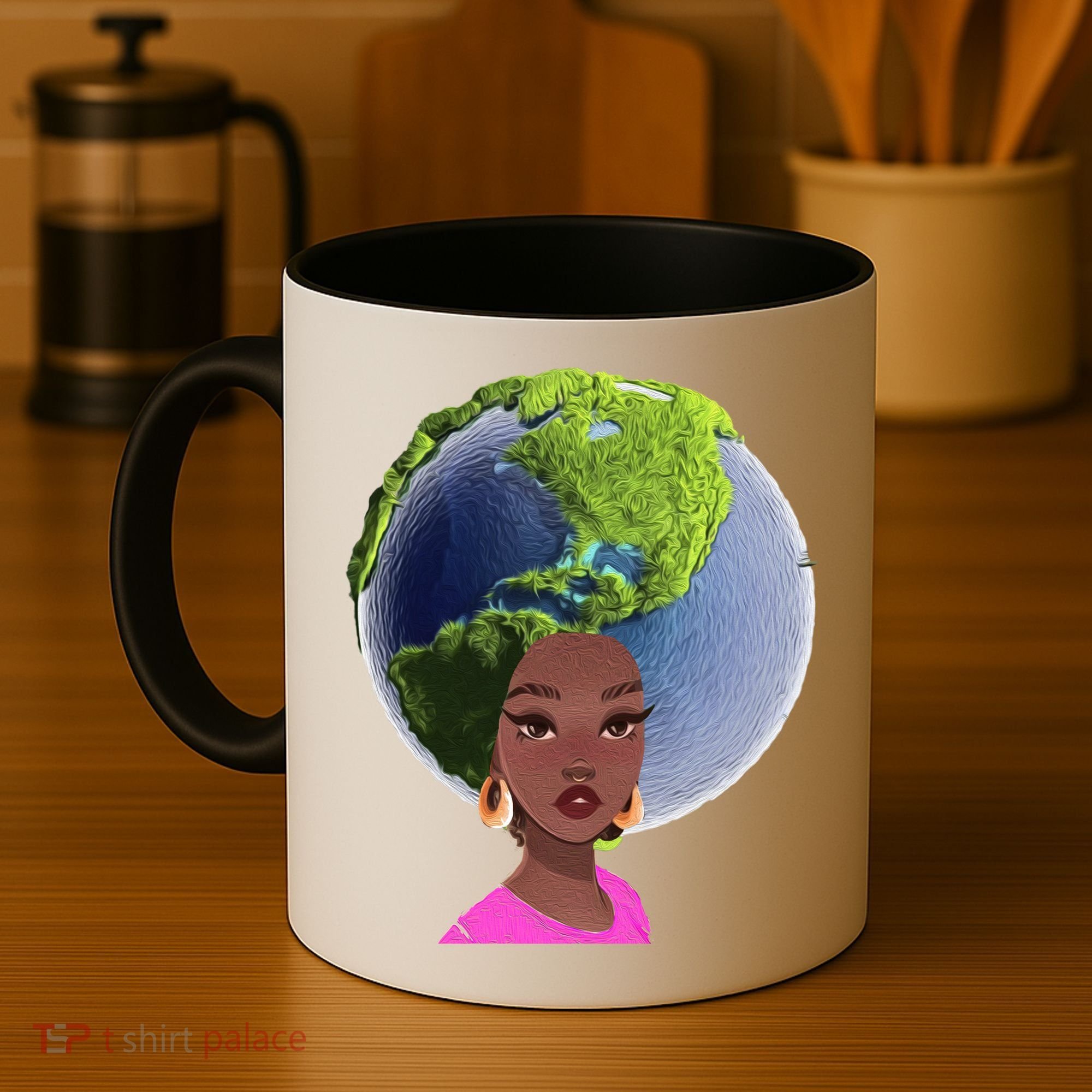 African American Afro World Earth Coffee Mug