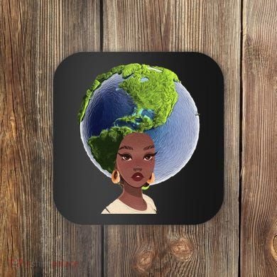 African American Afro World Earth Coaster