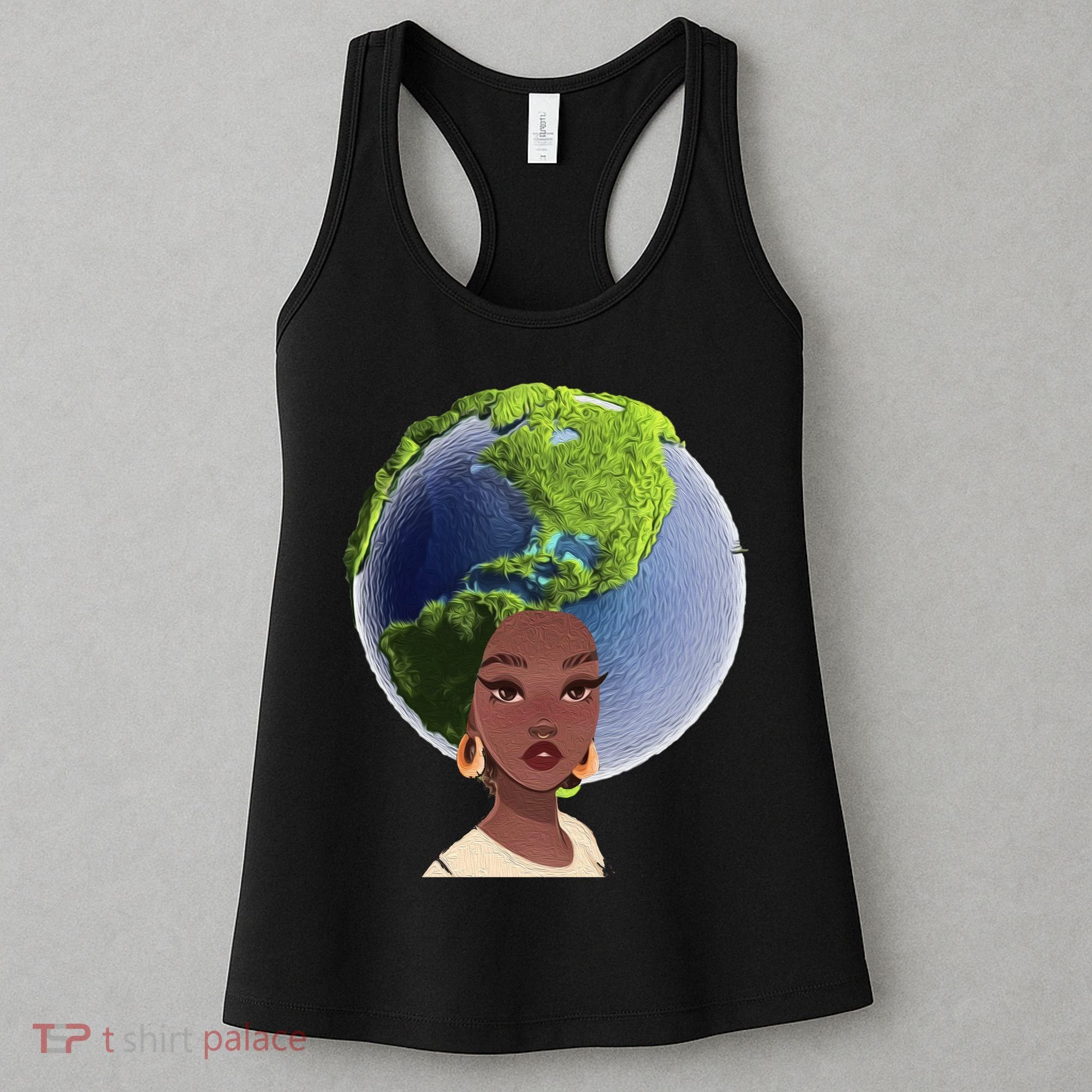 African American Afro World Earth Women's Tank Top