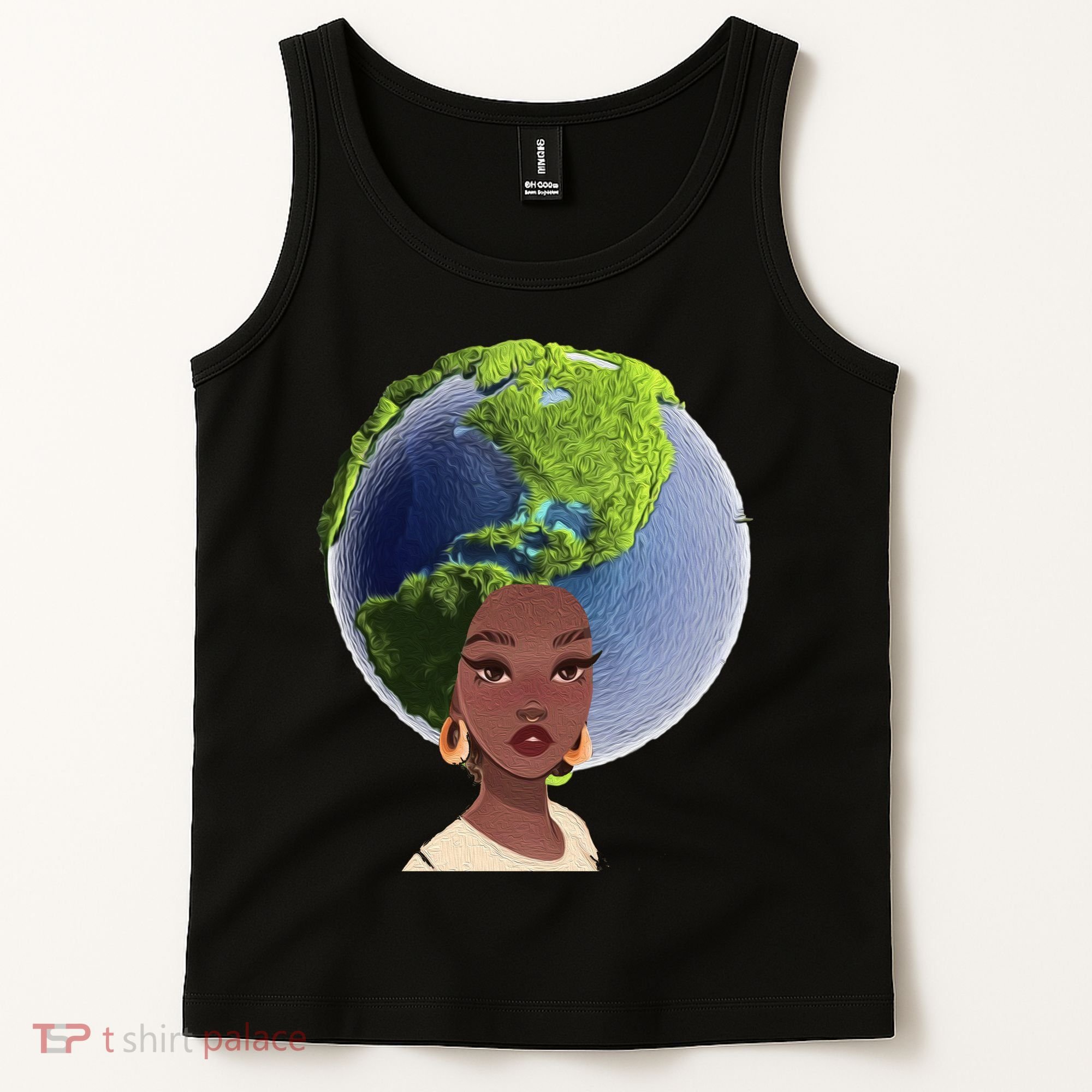 African American Afro World Earth Tank Top