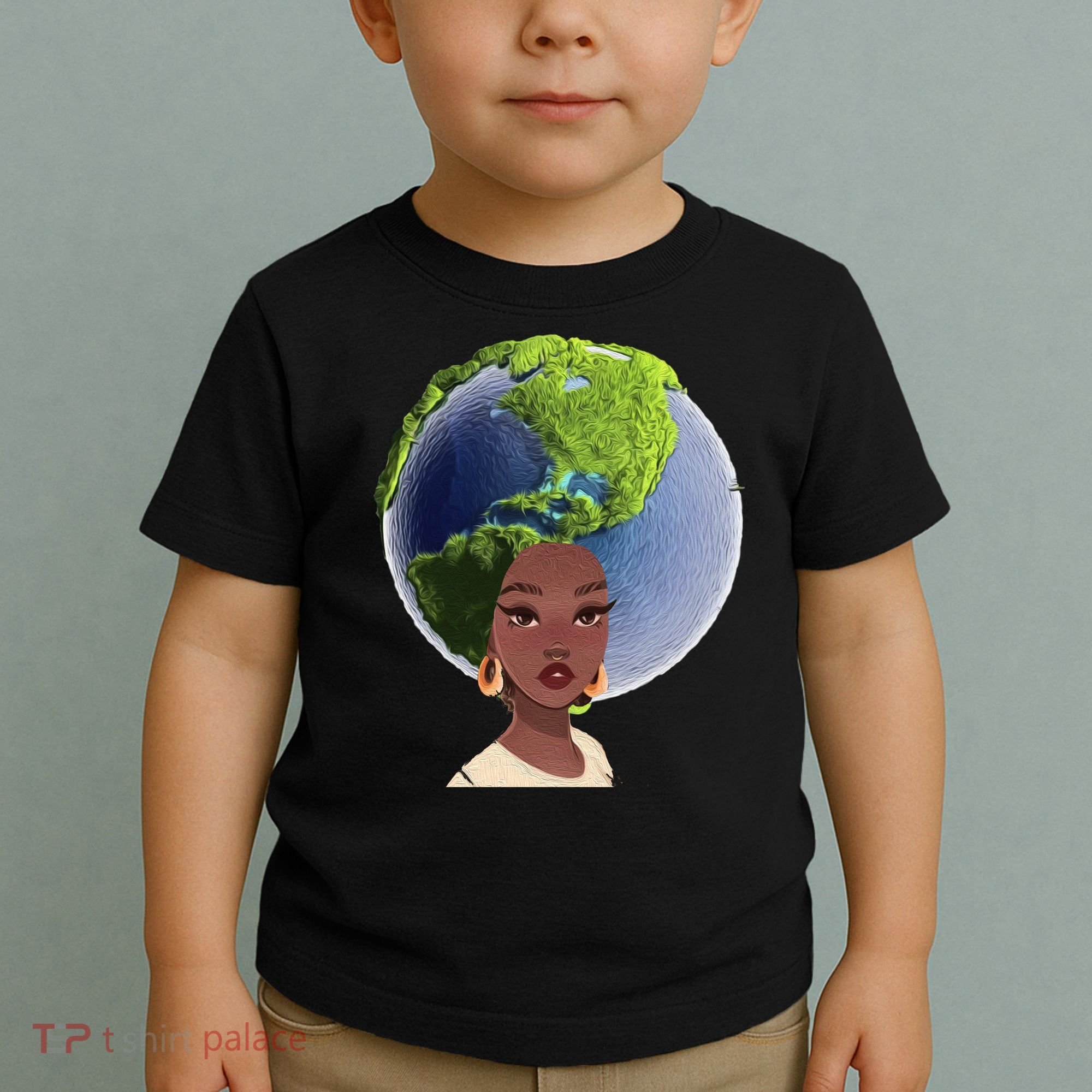 African American Afro World Earth Toddler T-Shirt