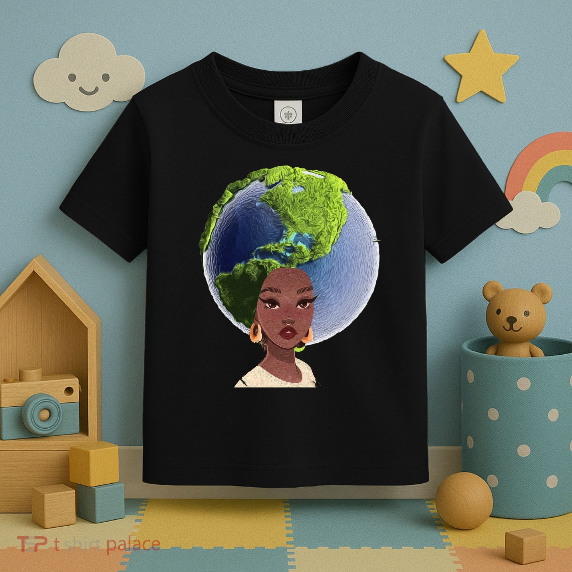 African American Afro World Earth Toddler T-Shirt