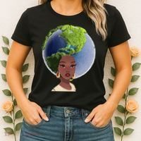 African American Afro World Earth Women's T-Shirt thumb 2
