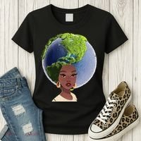 African American Afro World Earth Women's T-Shirt thumb 3