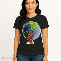 African American Afro World Earth Women's T-Shirt thumb 4