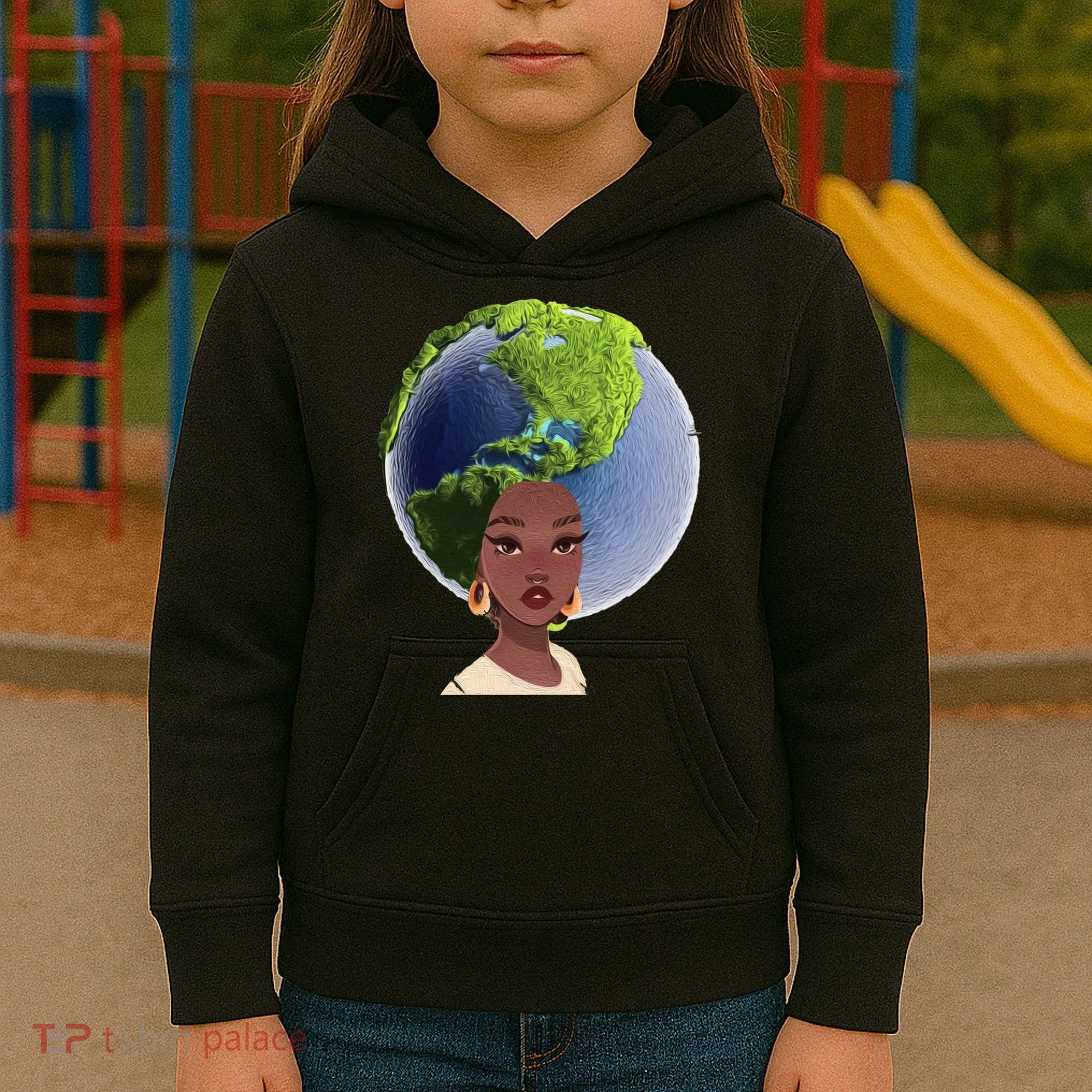 African American Afro World Earth Kids Hoodie