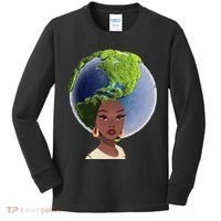 African American Afro World Earth Kids Long Sleeve Shirt thumb 0