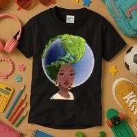 African American Afro World Earth Kids T-Shirt thumb 3