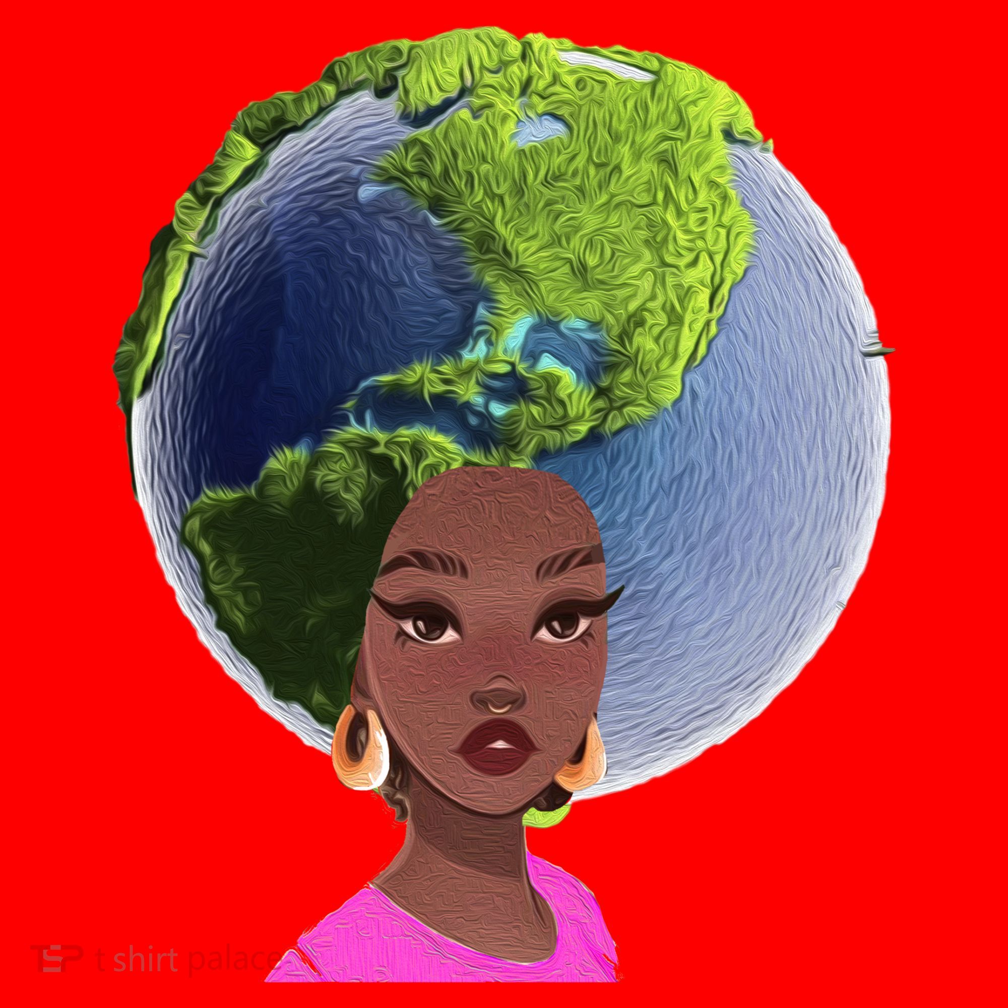 African American Afro World Earth Santa Hat