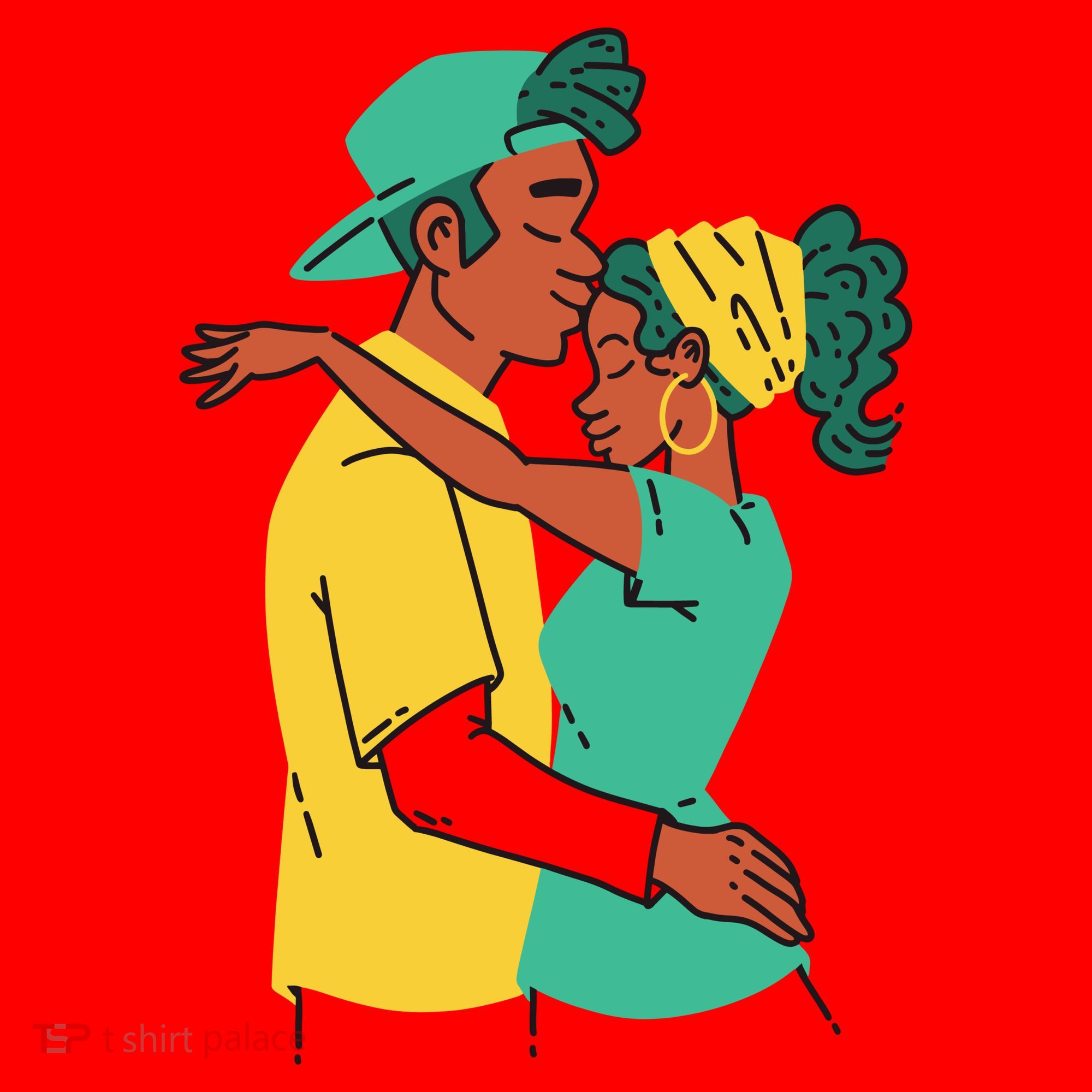 African American Couple Santa Hat