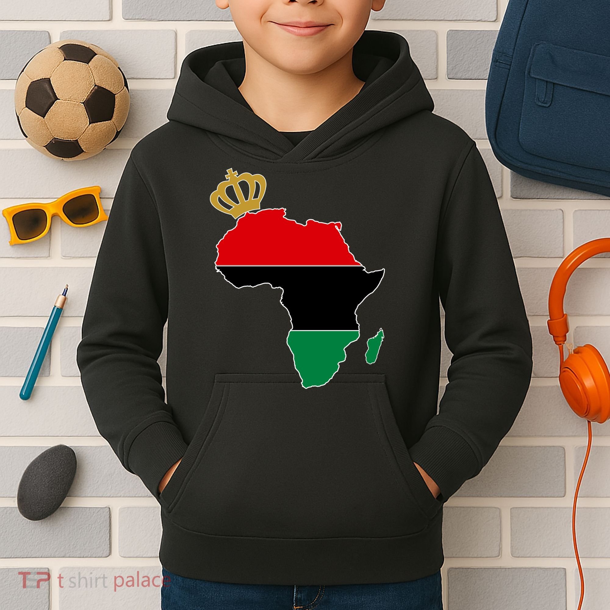 African American Pride Crown Kids Hoodie