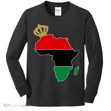 African American Pride Crown Kids Long Sleeve Shirt