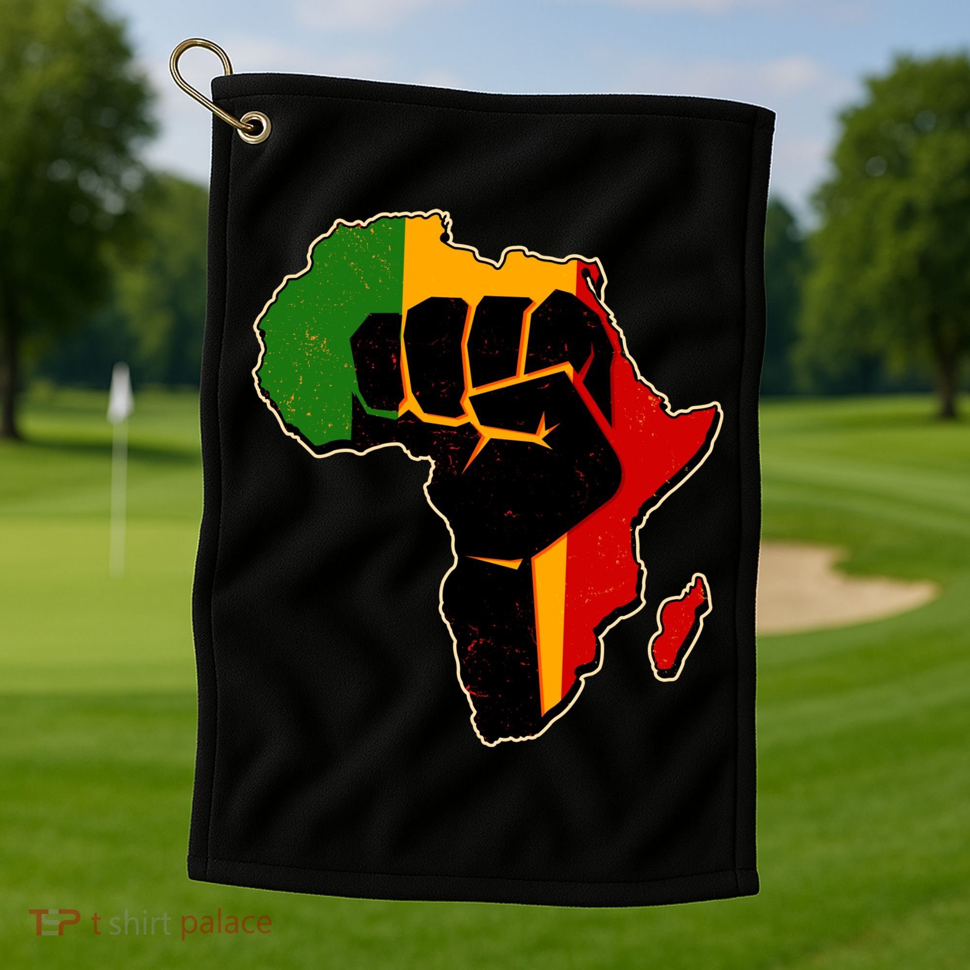 African Black Power Fist Golf Towel