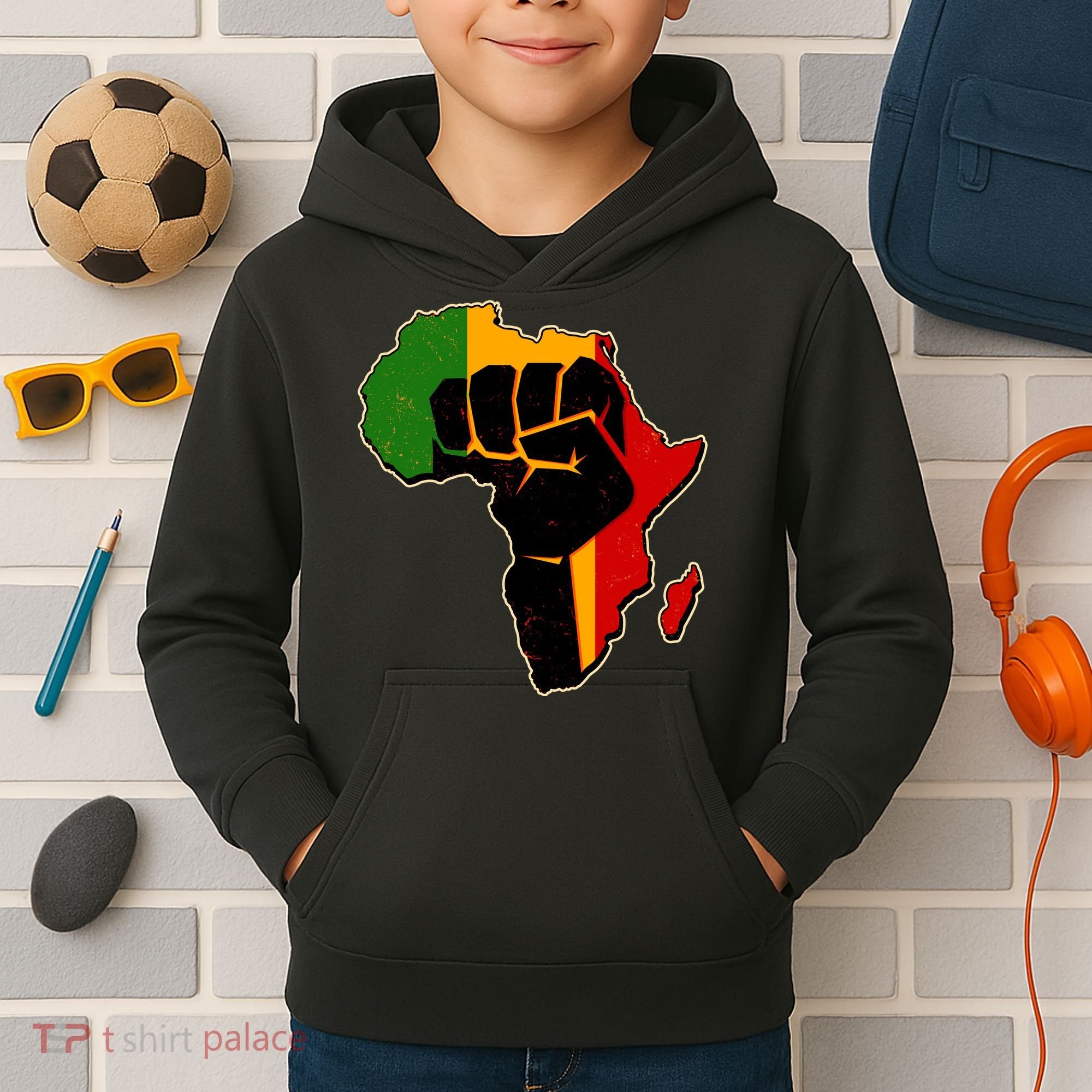 African Black Power Fist Kids Hoodie
