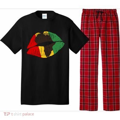 African Colors Lipstick Print Pajama Set