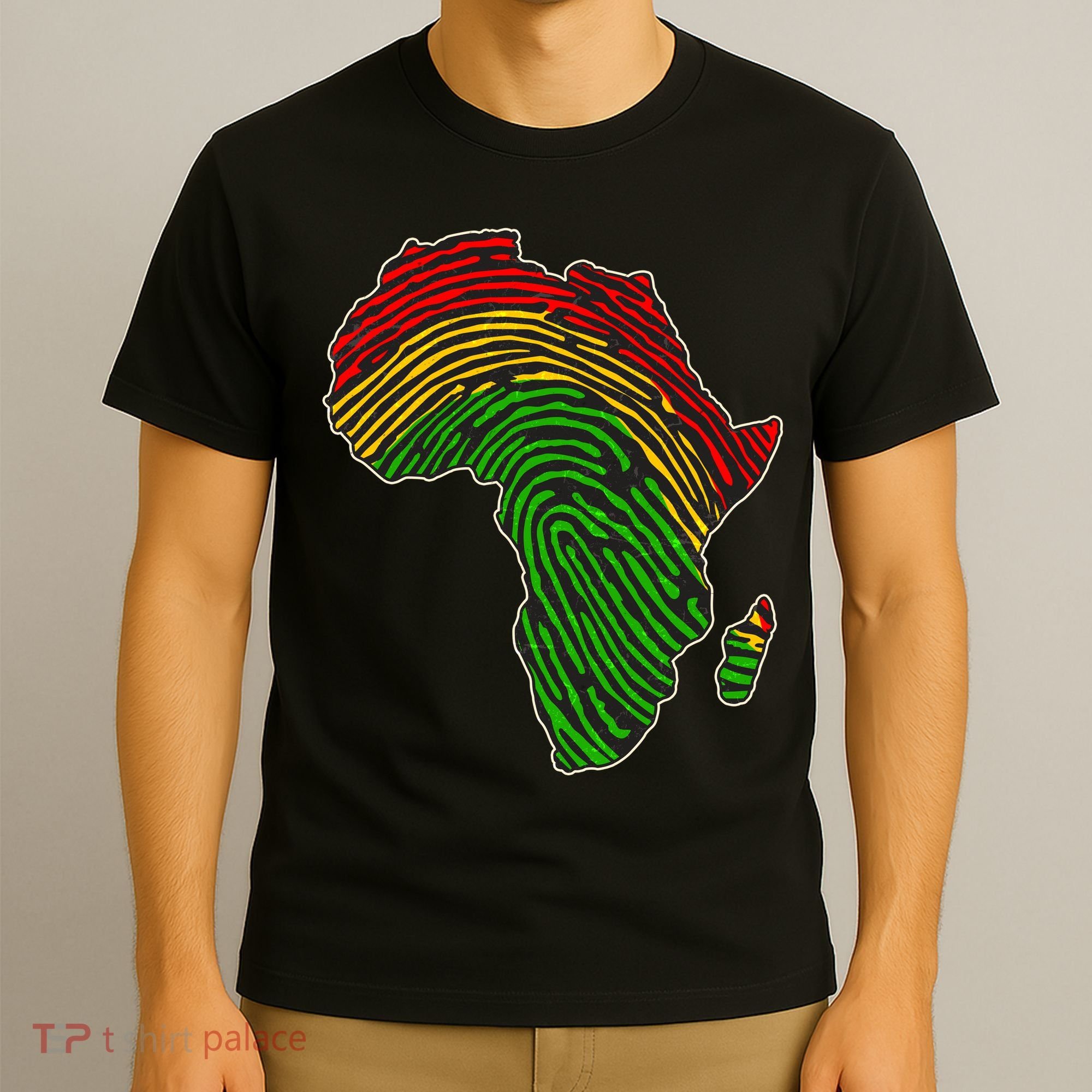 African Flag Colors Fingerprint T-Shirt