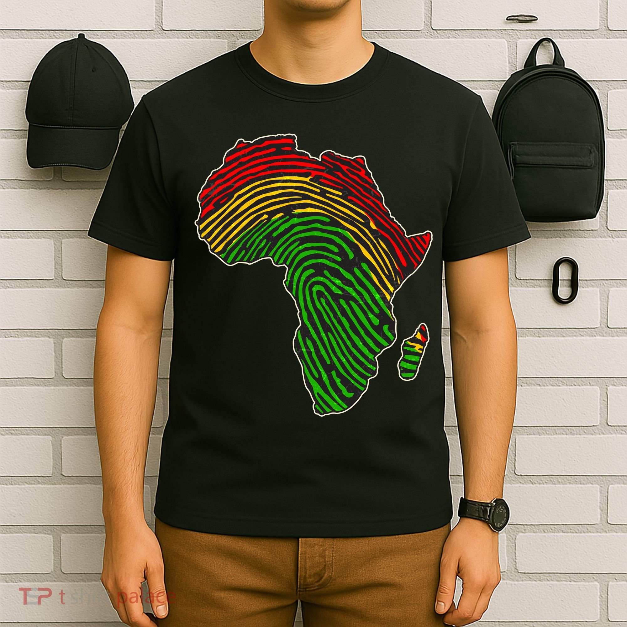 African Flag Colors Fingerprint T-Shirt