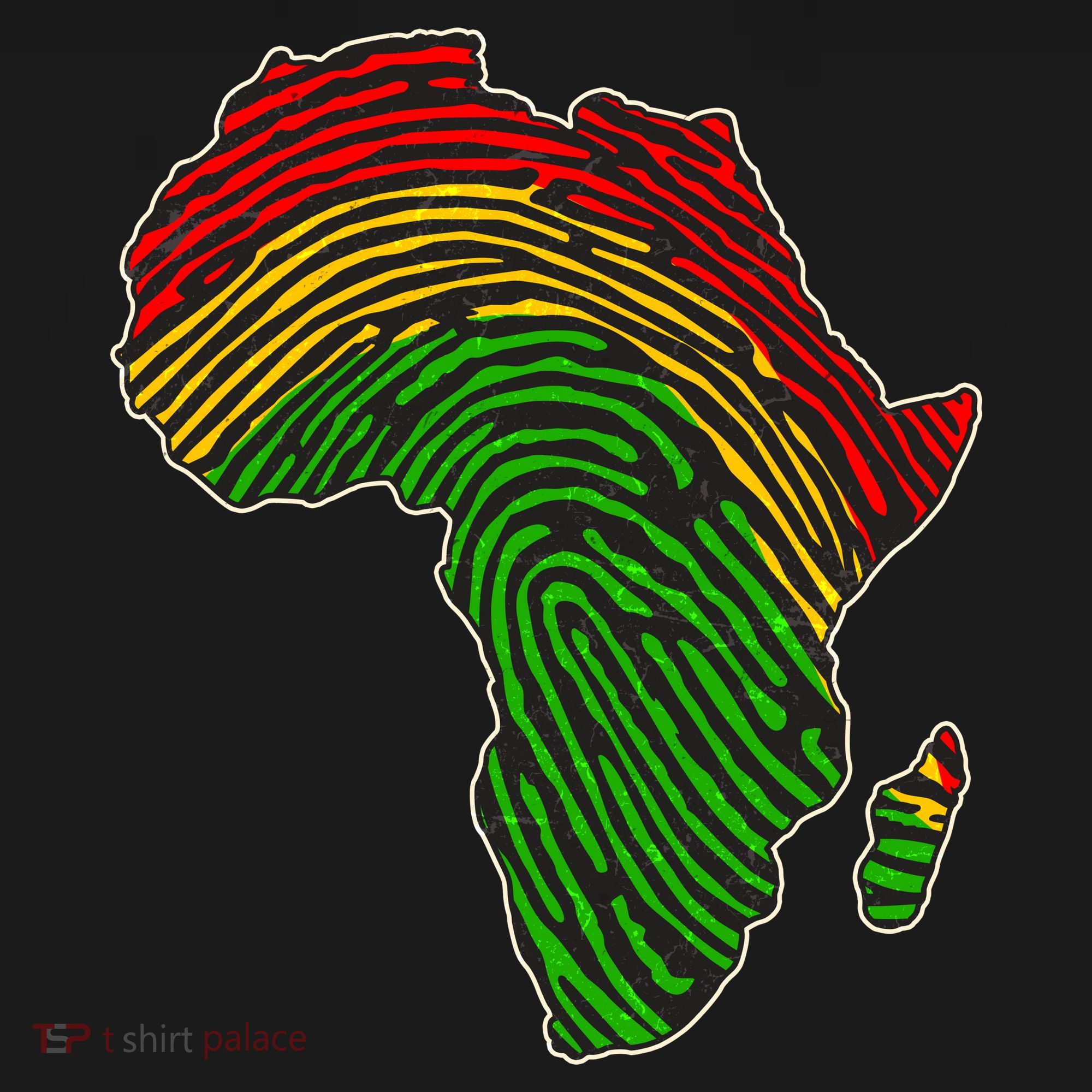 African Flag Colors Fingerprint T-Shirt