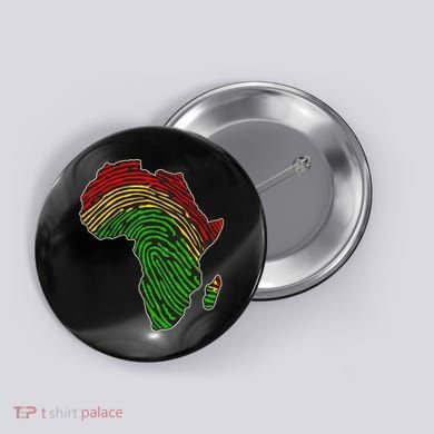 African Flag Colors Fingerprint Button