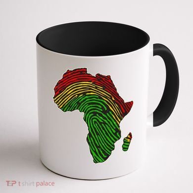 African Flag Colors Fingerprint Coffee Mug back