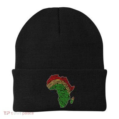 African Flag Colors Fingerprint Beanie