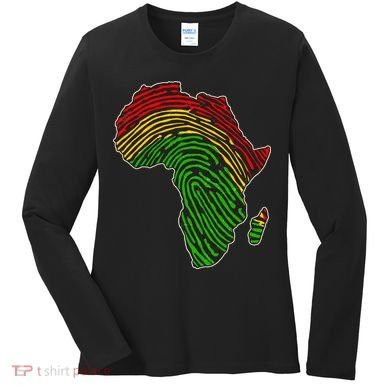African Flag Colors Fingerprint Women's Long Sleeve Shirt