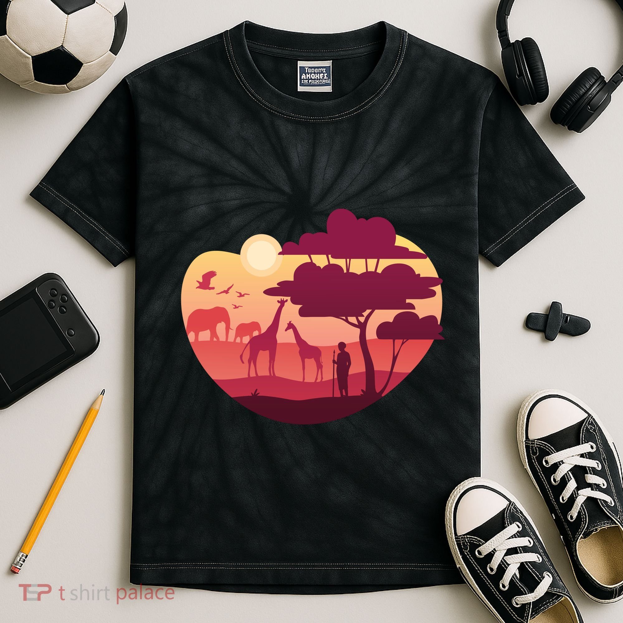 African Landscape Kids Tie-Dye T-Shirt
