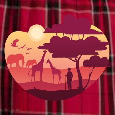 African Landscape Women's Flannel Plaid Pajama Pants