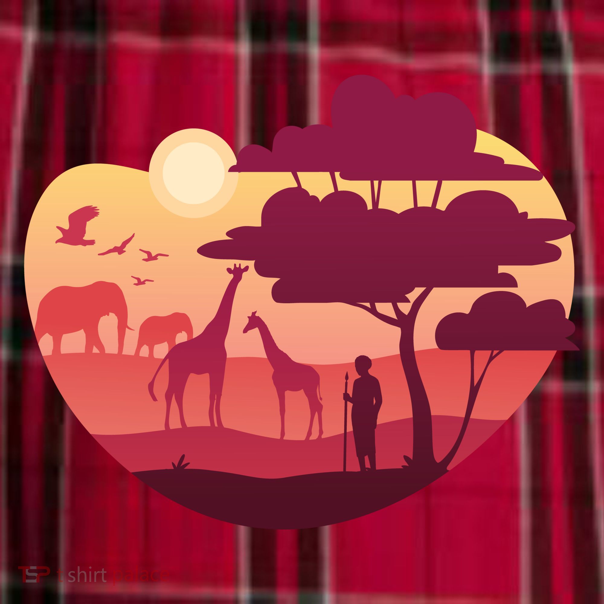 African Landscape Women's Flannel Plaid Pajama Pants