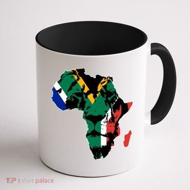 African Lion Flag Coffee Mug back