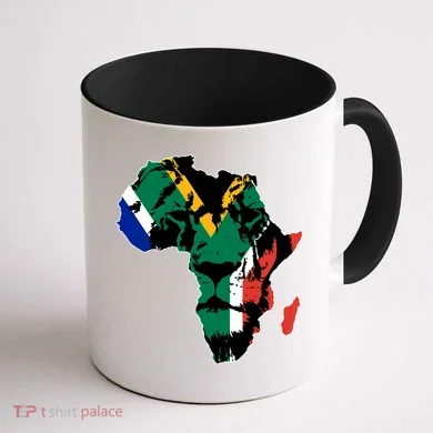 African Lion Flag Coffee Mug back