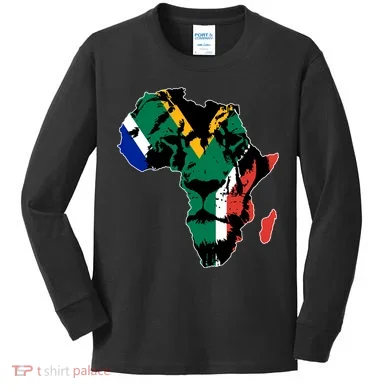 African Lion Flag Kids Long Sleeve Shirt