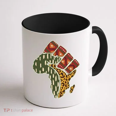 African Patterns Protest Fist Coffee Mug back