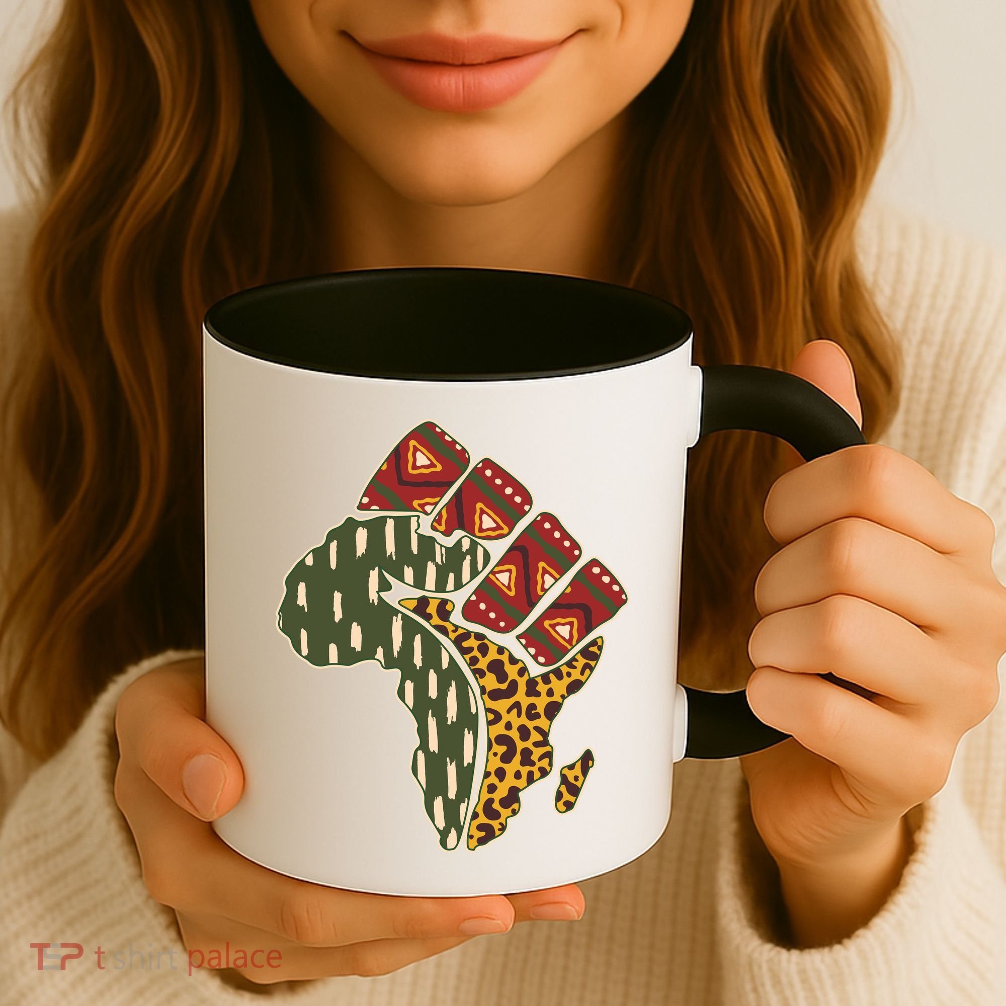 African Patterns Protest Fist Coffee Mug