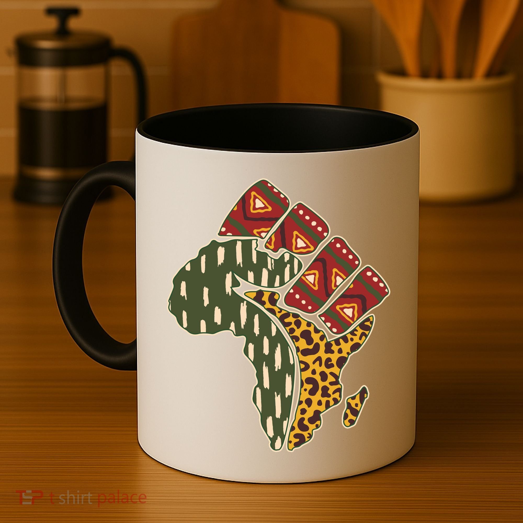 African Patterns Protest Fist Coffee Mug