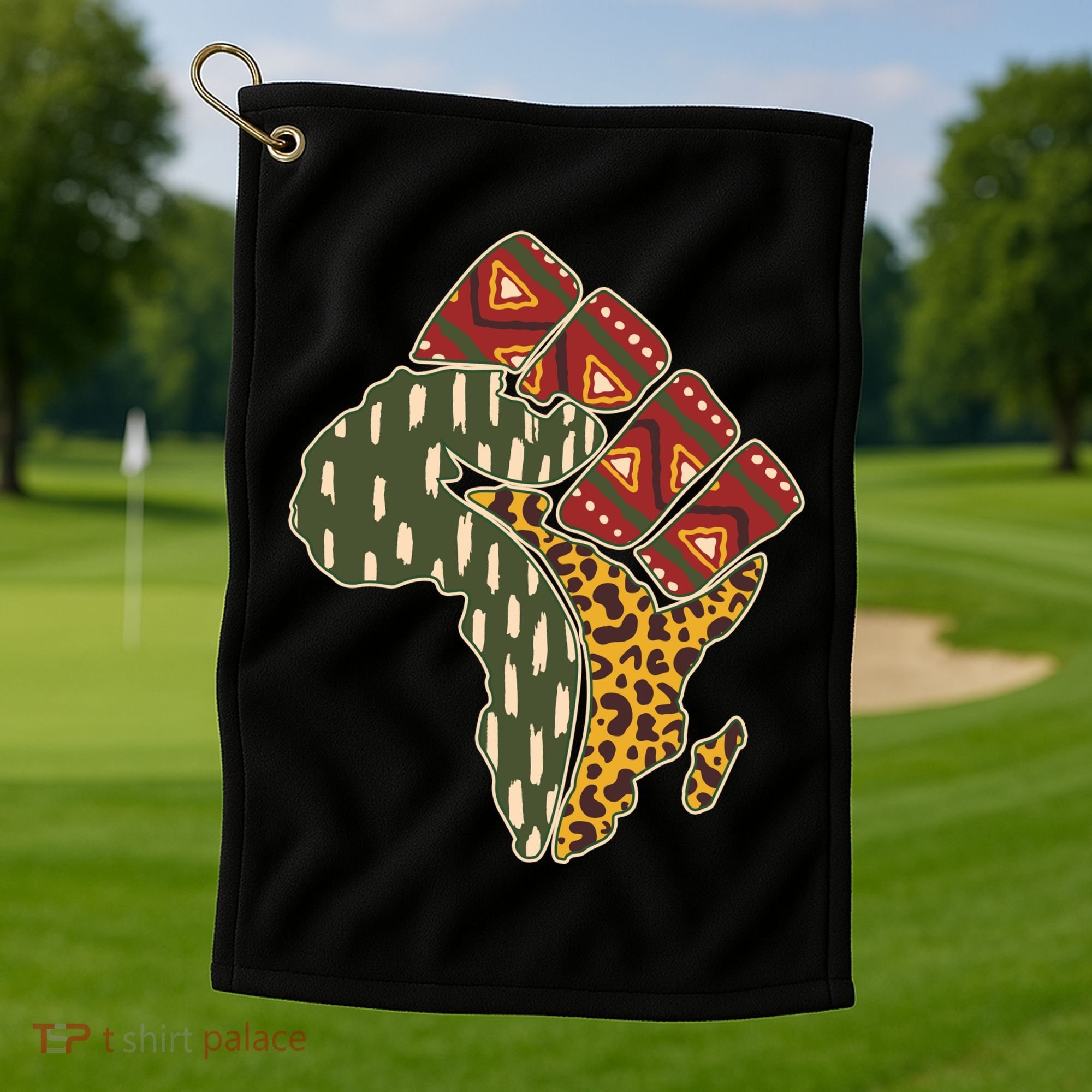 African Patterns Protest Fist Golf Towel