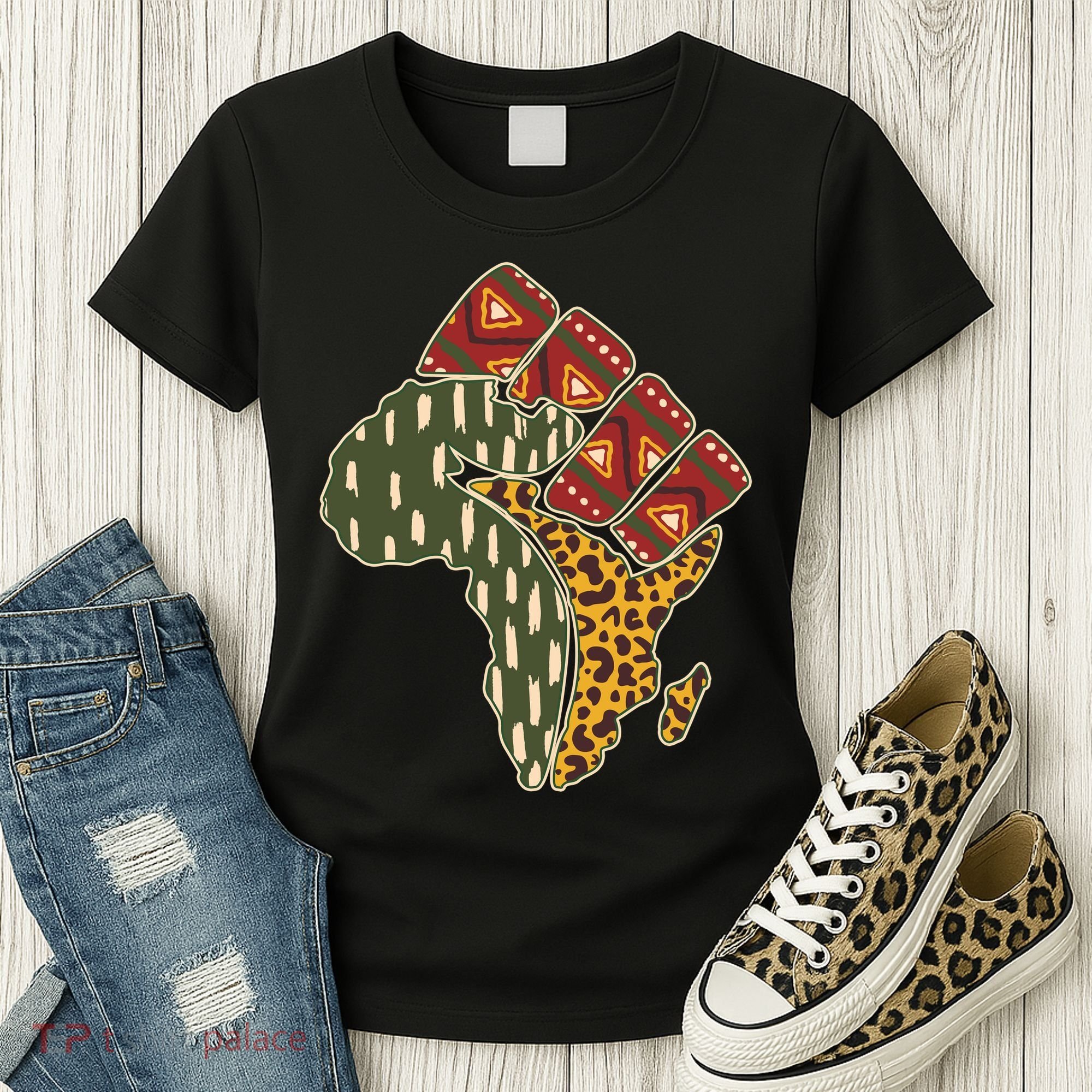 African Patterns Protest Fist Women's T-Shirt