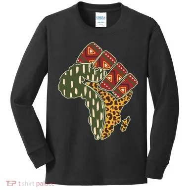 African Patterns Protest Fist Kids Long Sleeve Shirt