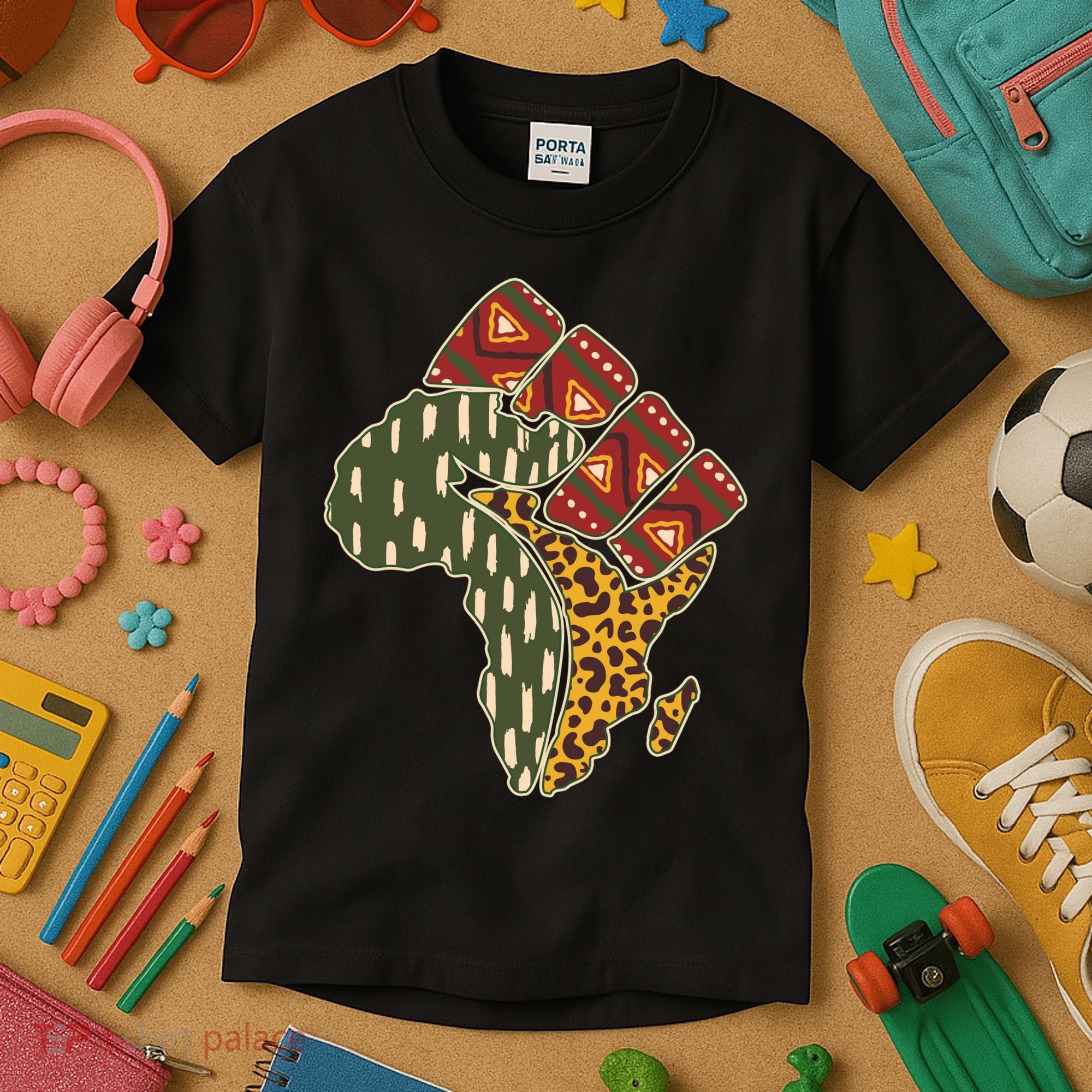 African Patterns Protest Fist Kids T-Shirt