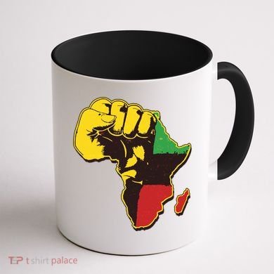 African Traditional Colors Protest Fist Coffee Mug back