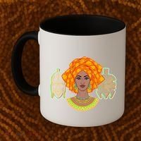 African Woman With Tribal Masks Coffee Mug thumb 2