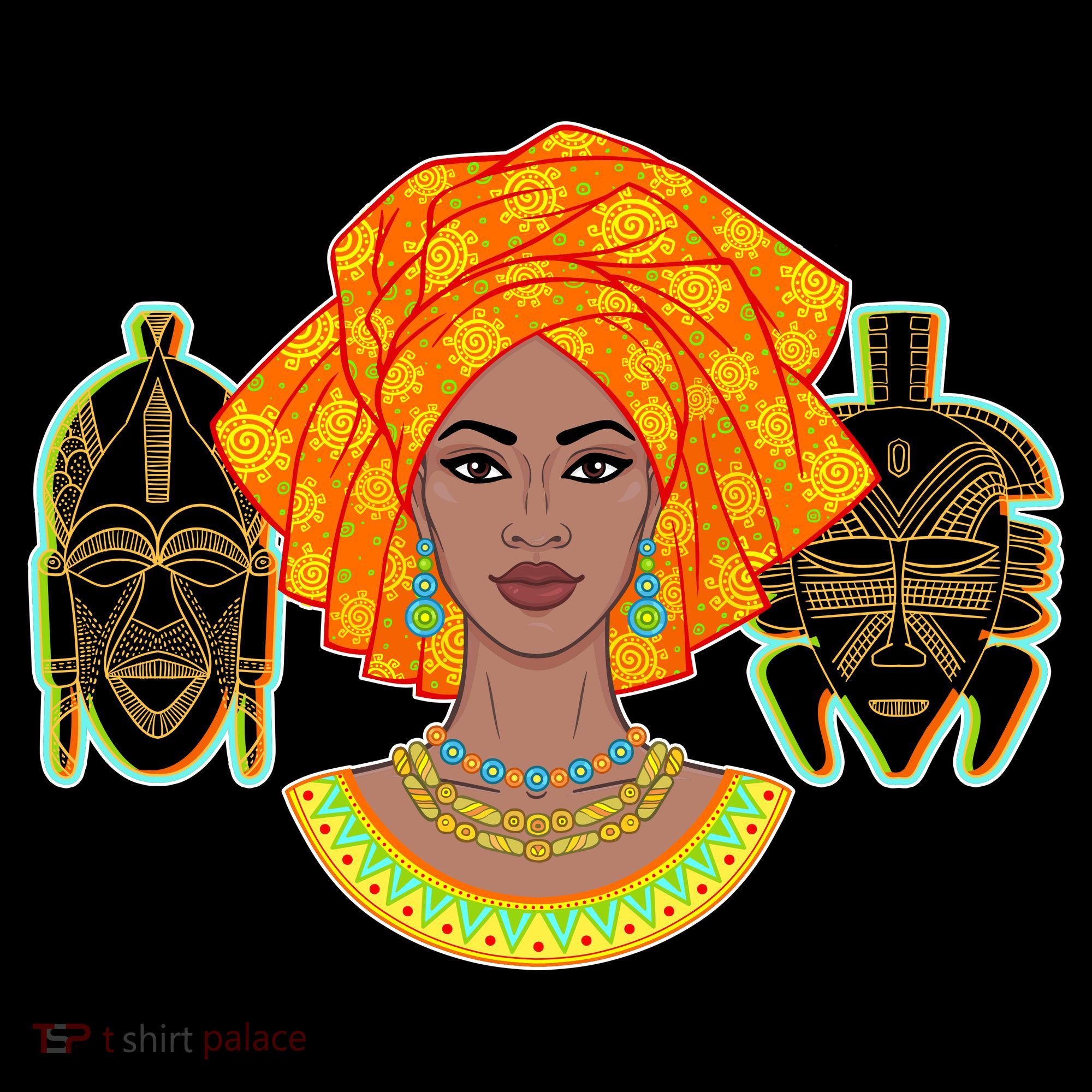 African Woman With Tribal Masks Coffee Mug