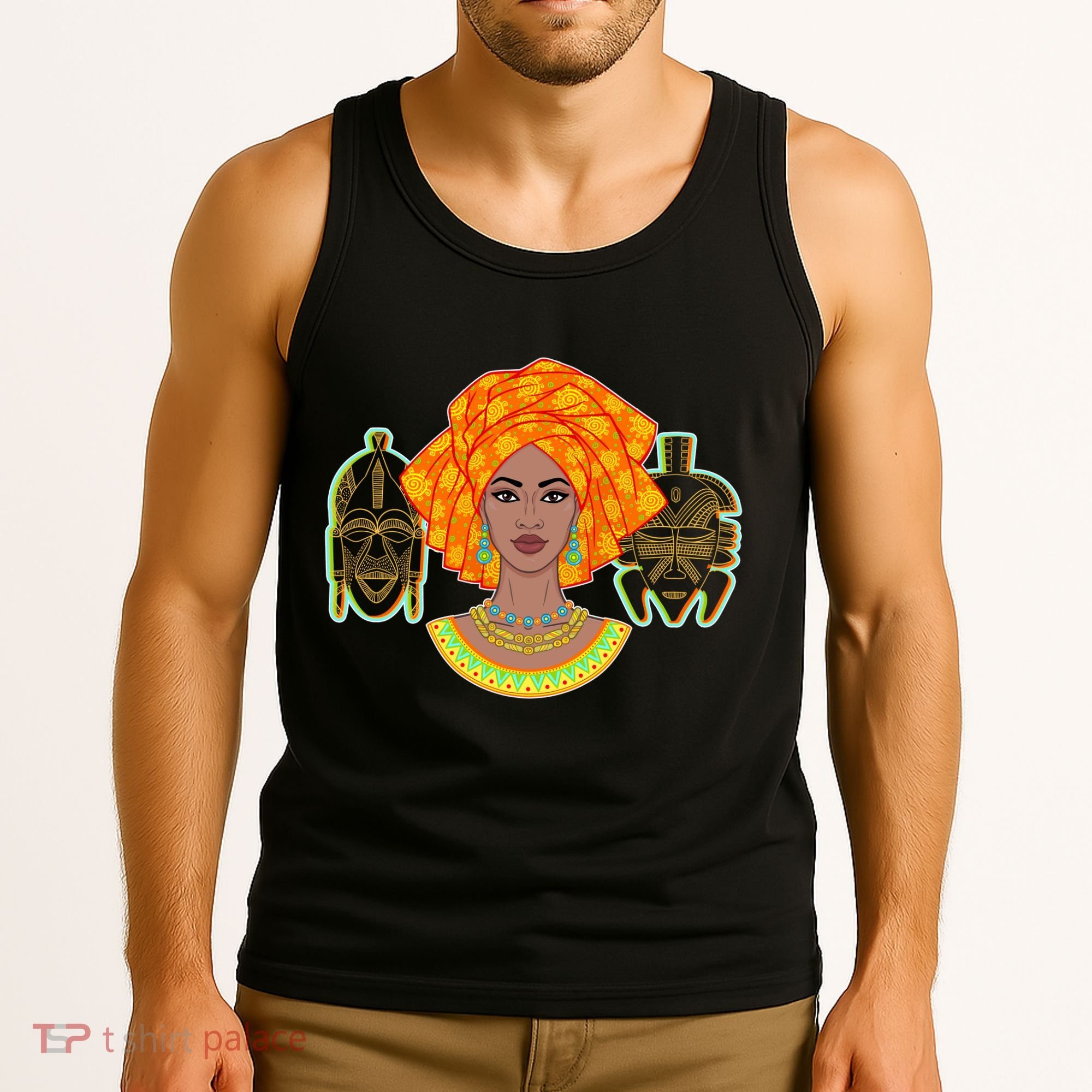 African Woman With Tribal Masks Tank Top