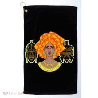 African Woman With Tribal Masks Golf Towel thumb 0